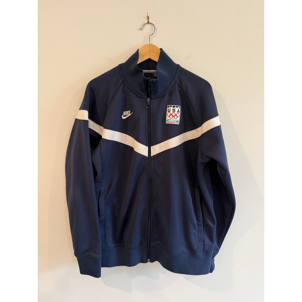 Nike Team USA Vancouver 2010 Olympics Track Jacket Mens Large Navy Blue Full Zip